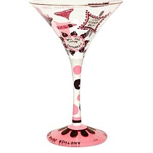 LOLITA Love My Martini Glass “Last Night Out” 10oz 2010 Handpainted NEW in Pkg